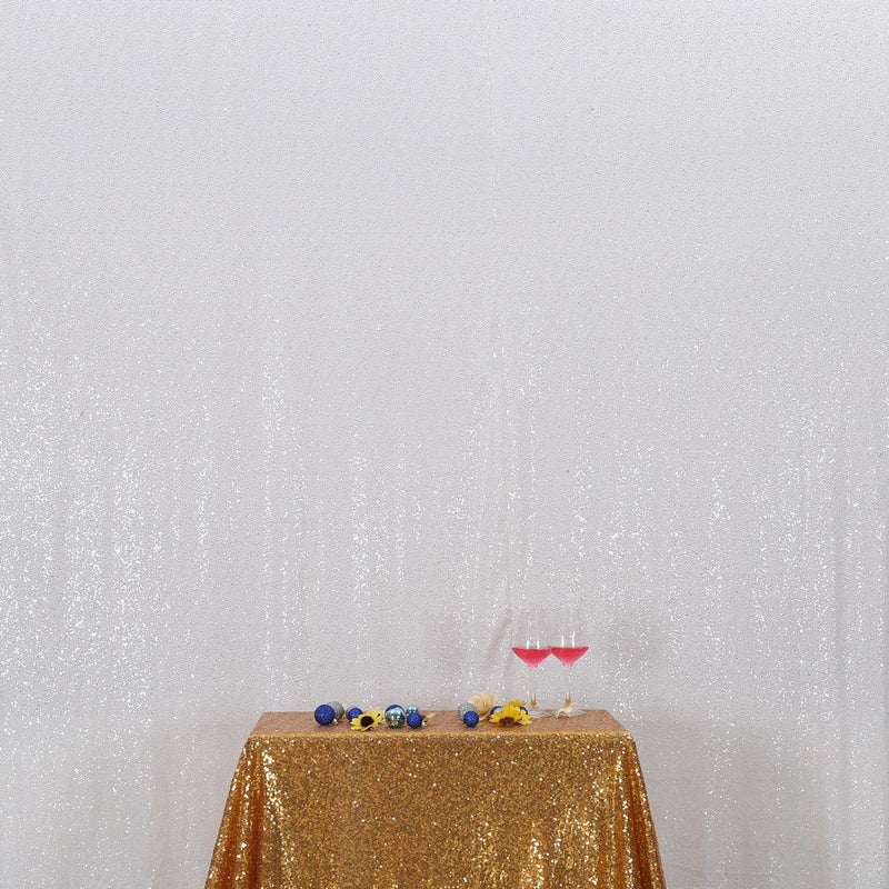 SquarePie Sequin Backdrop 8FT x 8FT White Photography Background Sparkly Curtain Selfie Wall for Wedding Party - Image 4